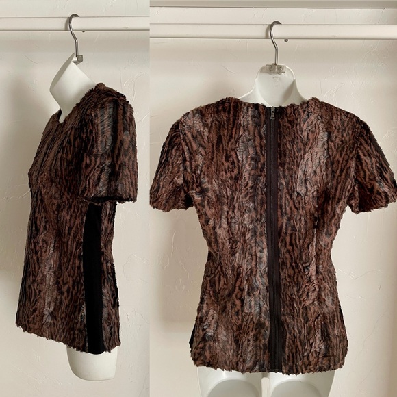 BCBG MAX AZRIA Chic NWT Faux Fur TULUM Shacket TOP Size Small - Picture 9 of 12